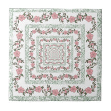 Green Pink Border Retro Y2K 70er Blume Muster
