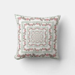 Green Pink Border Retro Y2K 70er Blume Muster Kissen