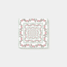 Green Pink Border Retro Y2K 70er Blume Muster
