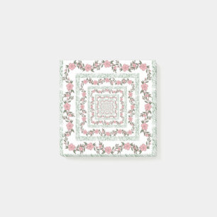 Green Pink Border Retro Y2K 70er Blume Muster Post-it Klebezettel