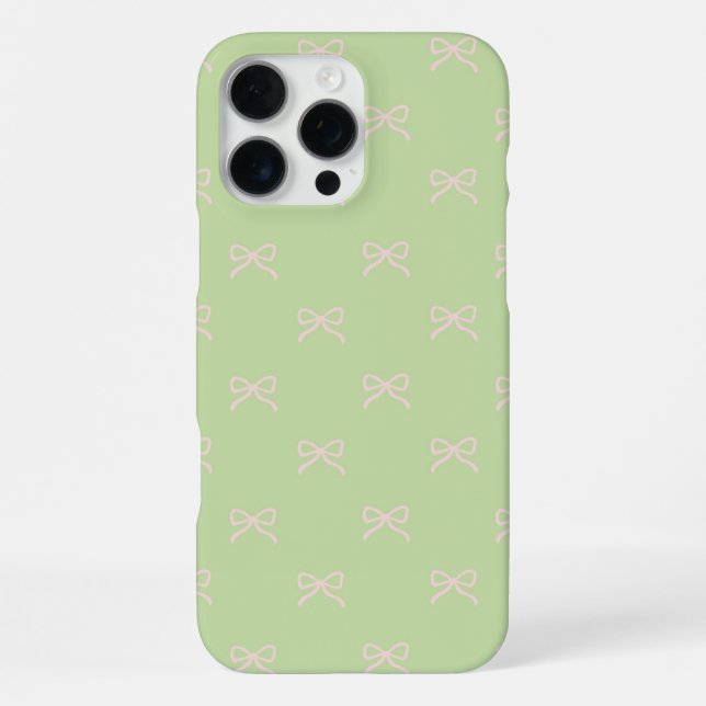 Green Pink Bow Pattern Coquette Girly Spring iPhone Hülle (Rückseite)