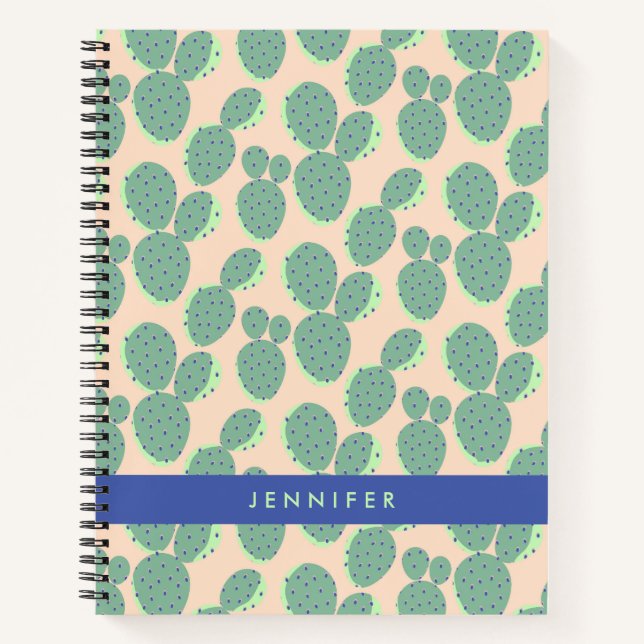 Green & Pink Cactus Pattern Notizbuch (Vorderseite)