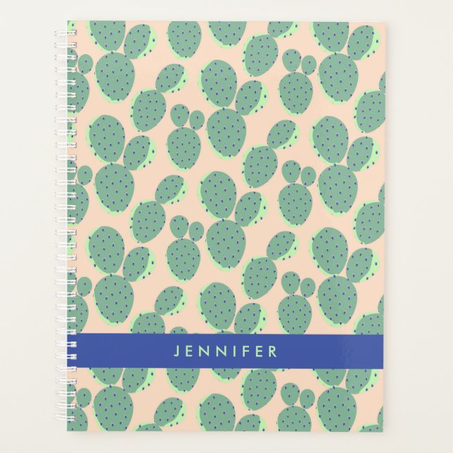 Green & Pink Cactus Pattern Planer (Vorderseite)