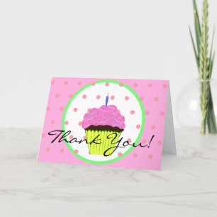 Green Pink Cupcake Polka Dots Geburtstag Vielen Da Karte