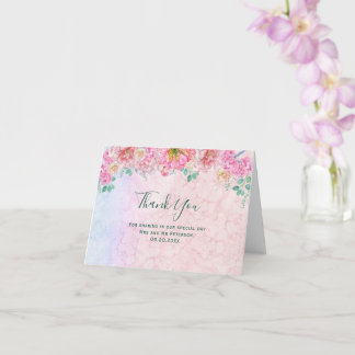Green & Pink Delicor Aquarell Floral vielen Dank Karte