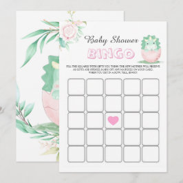 Green Pink Dinosaur Peony Baby Showkarte