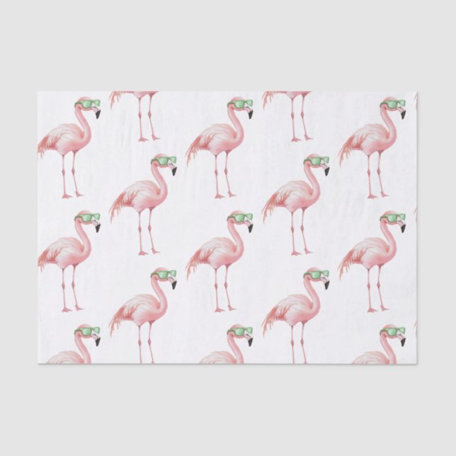 Green Pink Flamingo Birthday Seidenpapier (Vorderseite)