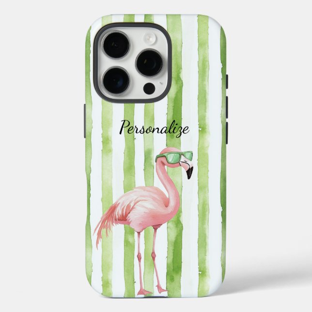 Green Pink Flamingo Case-Mate iPhone Hülle (Rückseite)