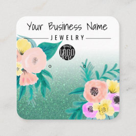 Green Pink Floral Glitzer Logo Ohranzeige Quadratische Visitenkarte