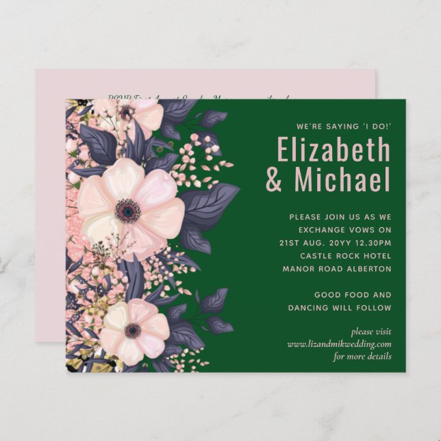 Green Pink Floral Wedding Budget (Vorne/Hinten)