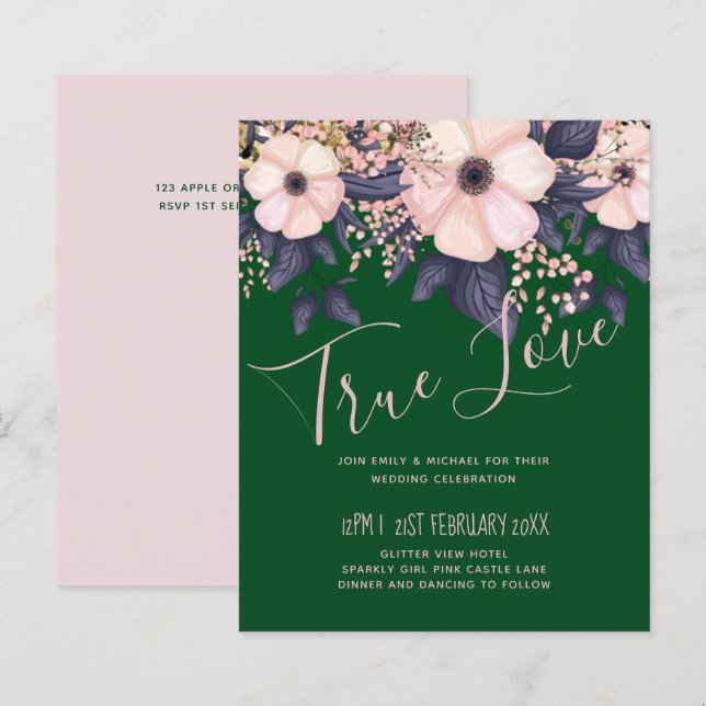 Green Pink Floral Wedding Budget (Vorne/Hinten)