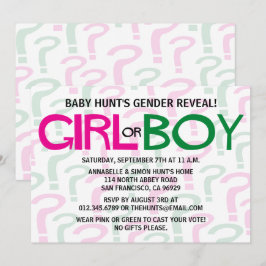 Green & Pink Gender Reveal Baby Dusche Party Einladung