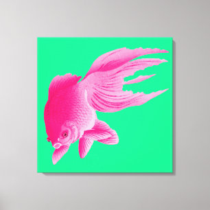 Green Pink Goldfish Large Modern Pop Leinwanddruck