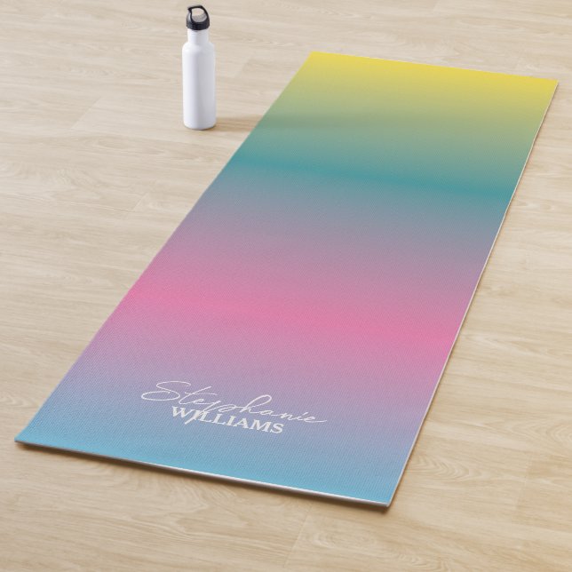 Green-Pink-Gradient-Yoga-Matte mit Individuelle Na Yogamatte (Beispiel)