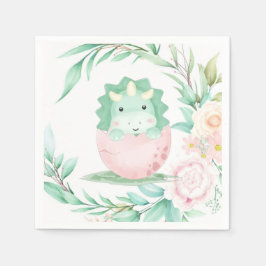 Green Pink Green Dinosaur Peony Baby Dusche Serviette