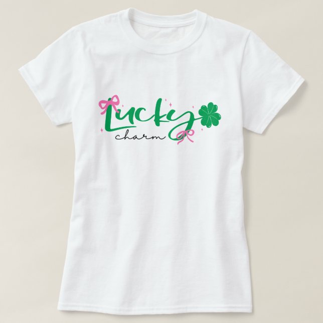 Green Pink Lucky Charm St Patrick's Day  T-Shirt (Design vorne)