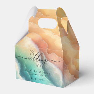 Green Pink Ocean Beach Blue Watercolor Summer Sun Geschenkschachtel