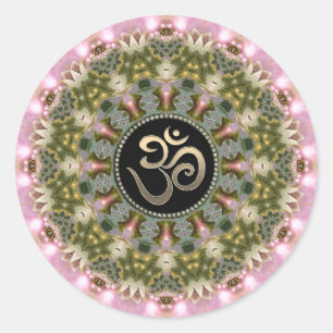 Green Pink Om Mandala Aufkleber