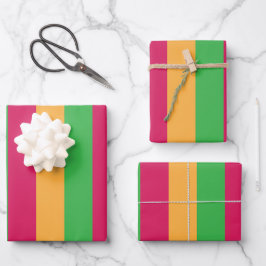 Green Pink Orange Muster für vertikale Streifen Geschenkpapier Set