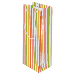 GREEN PINK ORANGE YELLOW STRIPES GESCHENKTÜTE FÜR WEINFLASCHEN