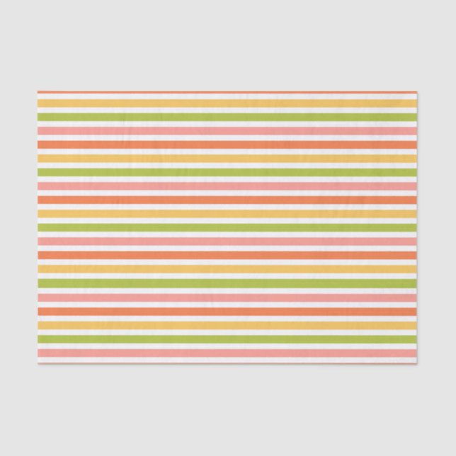 GREEN PINK ORANGE YELLOW STRIPES SEIDENPAPIER (Vorderseite)