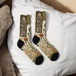 Green & Pink Patchwork Quilt Rustic Quilt Boho Socken