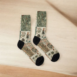 Green & Pink Patchwork Quilt Rustic Quilt Boho Socken