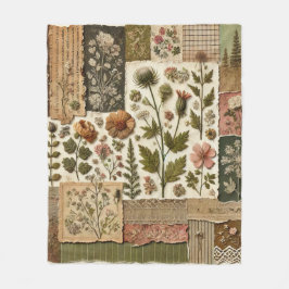 Green & Pink Patchwork Rustikale Retro-Vintage Blu Fleecedecke