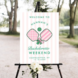 Green & Pink Pickleball Bach Party Welcome Sign