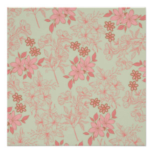 Green Pink Retro Y2K 70er Blume Muster Poster