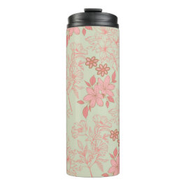 Green Pink Retro Y2K 70er Blume Muster Thermosbecher