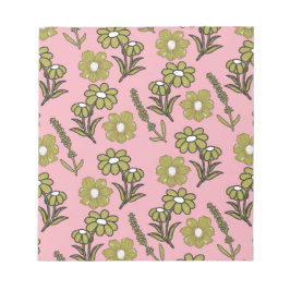 Green Pink Retro Y2K Funky Hippie Blume Muster Notizblock