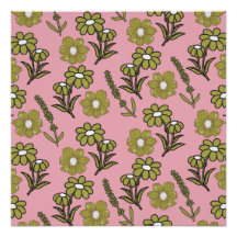 Green Pink Retro Y2K Funky Hippie Blume Muster