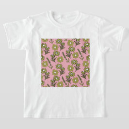 Green Pink Retro Y2K Funky Hippie Blume Muster T-Shirt