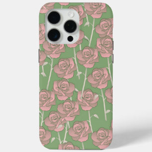 Green Pink Rose Retro Y2K 70er Blume Muster Case-Mate iPhone Hülle