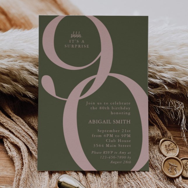 Green Pink Shh It's a Surprise 90th Birthday Party Einladung (Von Creator hochgeladen)