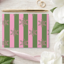 Green & Pink Stripes Snowflake Weihnachtsumschlag