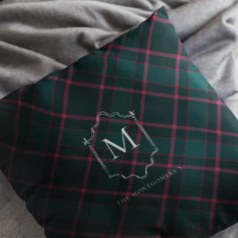 Green & Pink Tartan | Custom Monogram Christmas Kissen