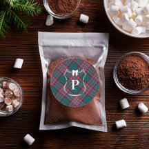 Green & Pink Tartan | Custom Monogram Holiday