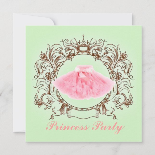 Green Pink Tutu Princess Birthday Party Einladung (Vorderseite)