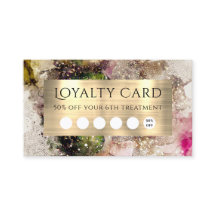 Green Pink Wasserfarbe und Gold Foil Loyalty Card