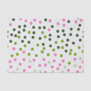 GREEN PINK WHITE POLKA DOTS SEIDENPAPIER