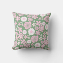 Green Pink White Retro Y2K 70er Blume Muster