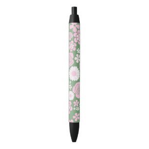 Green Pink White Retro Y2K 70er Blume Muster Kugelschreiber