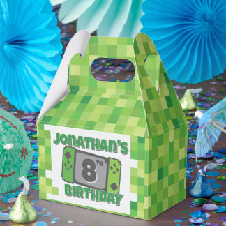 Green Pixel Birthday Favor Box Geschenkschachtel