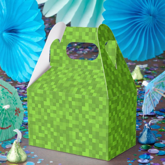 Green Pixel Pattern Retro 8-Bit Gaming Geschenkschachtel (Party)