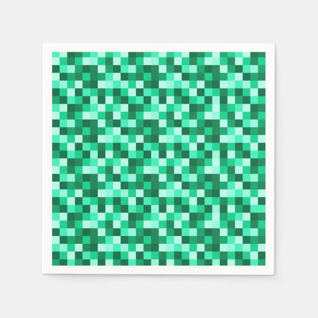 Green Pixels Minecraft Birthday Paper Napkins Serviette (Vorderseite)