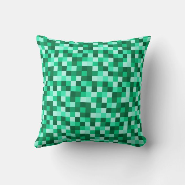 Green Pixels Minecraft Inspired Print Throw Pillow Kissen (Rückseite)