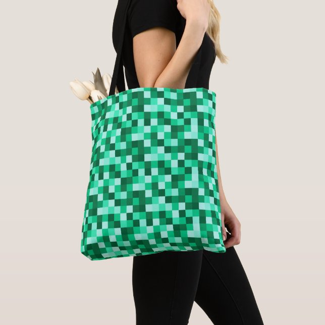 Green Pixels Tote Bag, Minecraft Inspired Tote Bag (Von Nahem)