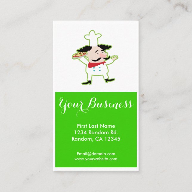 Green Pizza Koch - individuell anpassbare Visitenk Visitenkarte (Vorderseite)